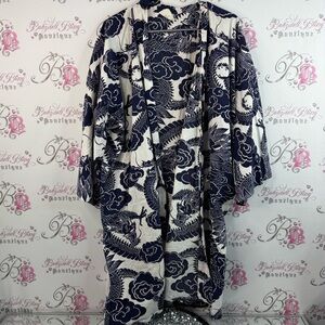 Fp in Tokyo cardigan robe kimono dragon made in Japan, rare Navy White coverup